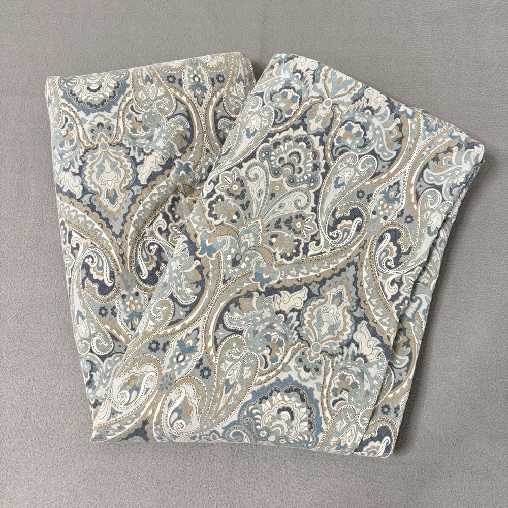 Pottery Barn King Duvet Cover Blue Paisley McKenna Cotton Classic Bedroom